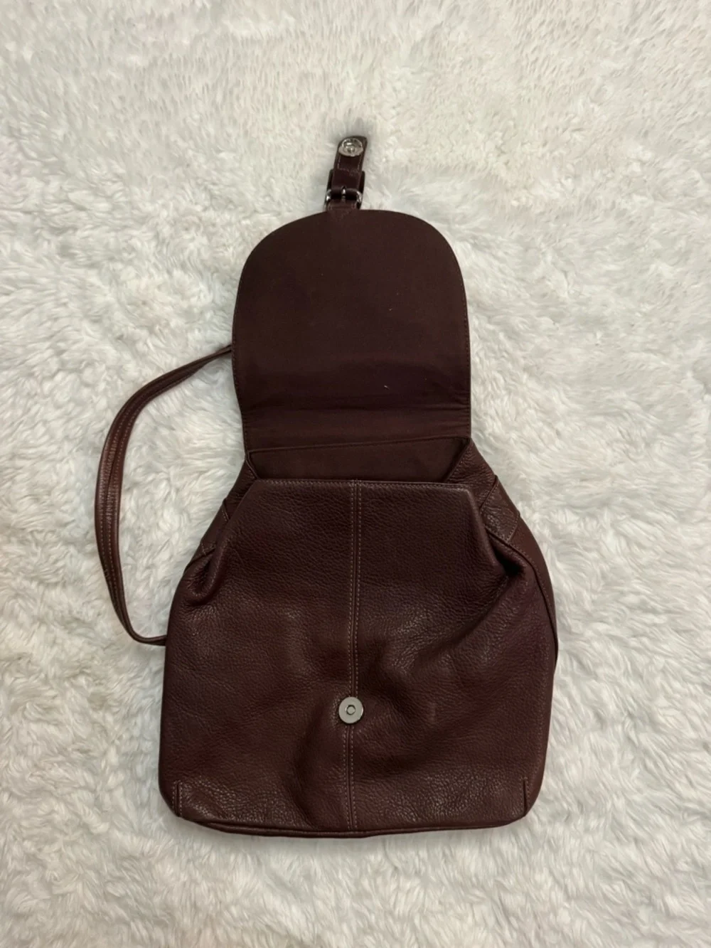 Tignanello Chocolate Brown Pebbled Leather Backpack